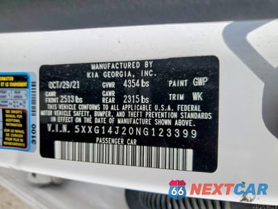 Zdjęcie 12 z 12 samochodu: 2022 KIA K5 LXS VIN:5XXG14J20NG123399 - miniatura