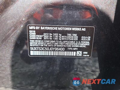 Zdjęcie 13 z 13 samochodu: 2018 BMW X3 XDRIVEM40I VIN:5UXTS3C50J0Y96400 - miniatura