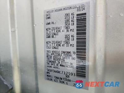 Zdjęcie 13 z 13 samochodu: 2024 NISSAN ROGUE S VIN:5N1BT3AA6RC712593 - miniatura