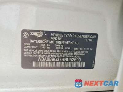 Zdjęcie 12 z 12 samochodu: 2017 BMW 330 I VIN:WBA8B9G37HNU52699 - miniatura