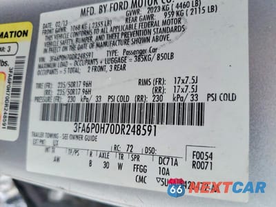 Zdjęcie 13 z 13 samochodu: 2013 FORD FUSION SE VIN:3FA6P0H70DR248591 - miniatura