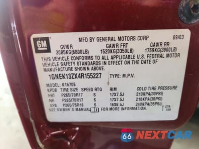 Zdjęcie 13 z 13 samochodu: 2004 CHEVROLET TAHOE K1500 VIN:1GNEK13ZX4R155227 - miniatura