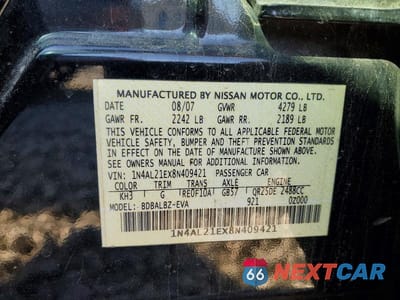 Zdjęcie 12 z 12 samochodu: 2008 NISSAN ALTIMA 2.5 VIN:1N4AL21EX8N409421 - miniatura
