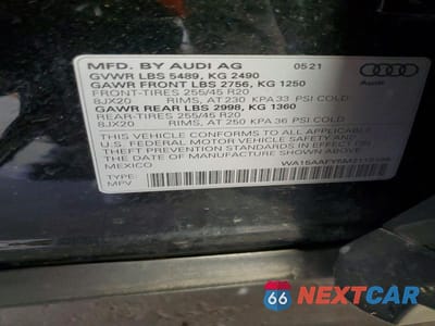 Zdjęcie 13 z 13 samochodu: 2021 AUDI Q5 SPORTBACK PREMIUM PLUS VIN:WA15AAFY5M2115106 - miniatura