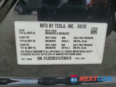 Zdjęcie 13 z 13 samochodu: 2020 TESLA MODEL X VIN:5YJXCDE47LF299419 - miniatura
