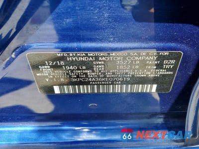 Zdjęcie 12 z 12 samochodu: 2019 HYUNDAI ACCENT SE VIN:3KPC24A36KE070619 - miniatura
