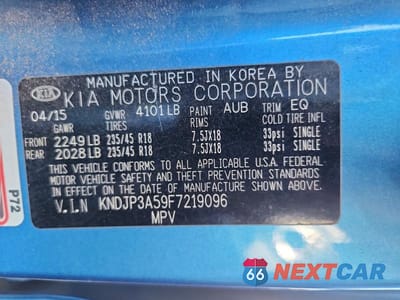 Zdjęcie 12 z 12 samochodu: 2015 KIA SOUL + VIN:KNDJP3A59F7219096 - miniatura