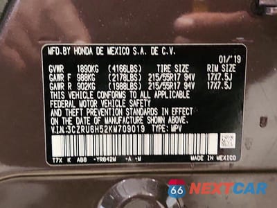 Zdjęcie 13 z 13 samochodu: 2019 HONDA HR-V EX VIN:3CZRU6H52KM709019 - miniatura