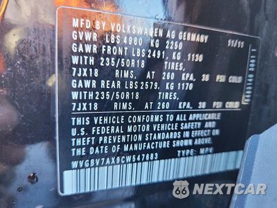 Zdjęcie 13 z 13 samochodu: 2012 VOLKSWAGEN TIGUAN S VIN:WVGBV7AX9CW547683 - miniatura