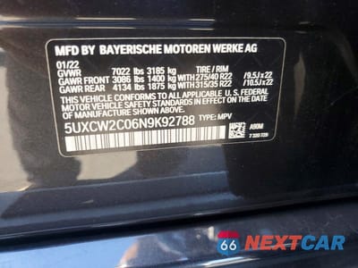 Zdjęcie 13 z 13 samochodu: 2022 BMW X7 XDRIVE40I VIN:5UXCW2C06N9K92788 - miniatura