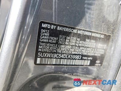 Zdjęcie 13 z 13 samochodu: 2013 BMW X3 XDRIVE28I VIN:5UXWX9C54DLK59983 - miniatura