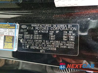 Zdjęcie 13 z 13 samochodu: 2017 KIA SPORTAGE VIN:KNDPMCACXH7249194 - miniatura