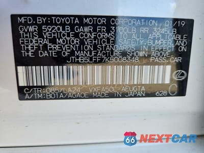 Zdjęcie 12 z 12 samochodu: 2019 LEXUS LS 500 VIN:JTHB5LFF7K5008348 - miniatura