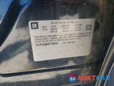 Zdjęcie 12 z 12 samochodu: 2015 CHEVROLET CRUZE LT VIN:1G1PC5SB9F7198880 - miniatura