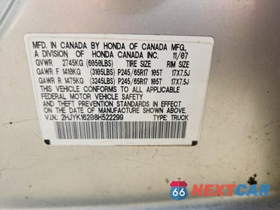Zdjęcie 13 z 13 samochodu: 2008 HONDA RIDGELINE RT VIN:2HJYK16208H522299 - miniatura