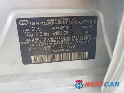 Zdjęcie 12 z 12 samochodu: 2007 HYUNDAI SONATA SE VIN:5NPEU46FX7H283226 - miniatura