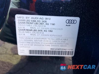Zdjęcie 13 z 13 samochodu: 2013 AUDI Q5 PREMIUM PLUS VIN:WA1LFAFP2DA011078 - miniatura