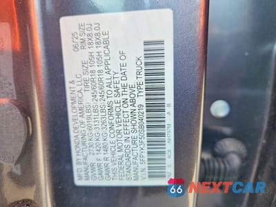Zdjęcie 13 z 13 samochodu: 2025 HONDA RIDGELINE RTL VIN:5FPYK3F50SB040219 - miniatura