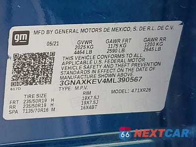 Zdjęcie 13 z 13 samochodu: 2021 CHEVROLET EQUINOX LT VIN:3GNAXKEV4ML390567 - miniatura