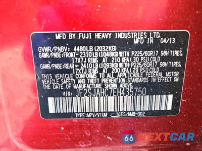 Zdjęcie 14 z 14 samochodu: 2014 SUBARU FORESTER 2.5I LIMITED VIN:JF2SJAHC7EH435750 - miniatura