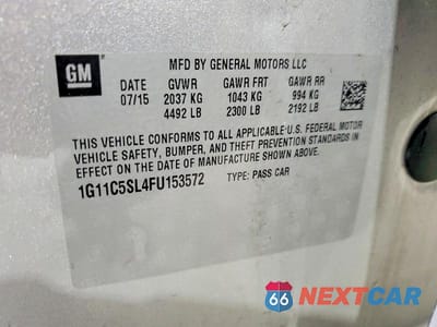 Zdjęcie 13 z 13 samochodu: 2015 CHEVROLET MALIBU 1LT VIN:1G11C5SL4FU153572 - miniatura