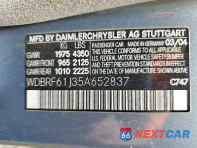 Zdjęcie 13 z 13 samochodu: 2005 MERCEDES-BENZ C240 SPORT VIN:WDBRF61J35A652837 - miniatura