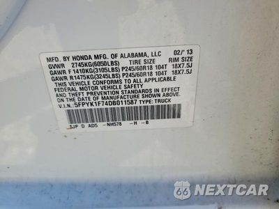 Zdjęcie 12 z 12 samochodu: 2013 HONDA RIDGELINE SPORT VIN:5FPYK1F74DB011587 - miniatura