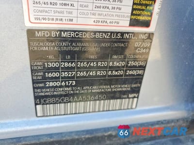 Zdjęcie 13 z 13 samochodu: 2010 MERCEDES-BENZ ML 350 VIN:4JGBB5GB4AA536450 - miniatura