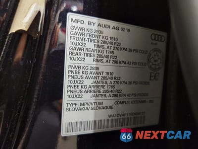 Zdjęcie 13 z 13 samochodu: 2019 AUDI Q8 PROGRESSIV S-LINE VIN:WA1DVAF11KD028727 - miniatura