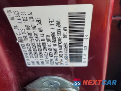 Zdjęcie 13 z 13 samochodu: 2008 HONDA CR-V LX VIN:JHLRE48368C056858 - miniatura