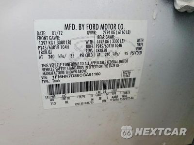 Zdjęcie 13 z 13 samochodu: 2012 FORD EXPLORER XLT VIN:1FMHK7D86CGA91160 - miniatura
