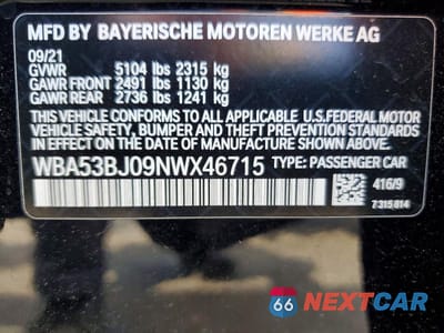 Zdjęcie 12 z 12 samochodu: 2022 BMW 540 I VIN:WBA53BJ09NWX46715 - miniatura