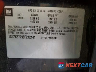 Zdjęcie 12 z 12 samochodu: 2008 CHEVROLET MALIBU LTZ VIN:1G1ZK57798F212141 - miniatura