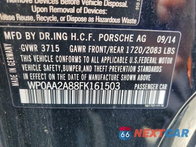 Zdjęcie 12 z 12 samochodu: 2015 PORSCHE CAYMAN VIN:WP0AA2A88FK161503 - miniatura