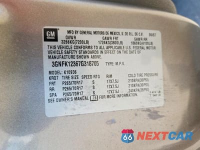 Zdjęcie 12 z 12 samochodu: 2007 CHEVROLET AVALANCHE K1500 VIN:3GNFK12367G318705 - miniatura