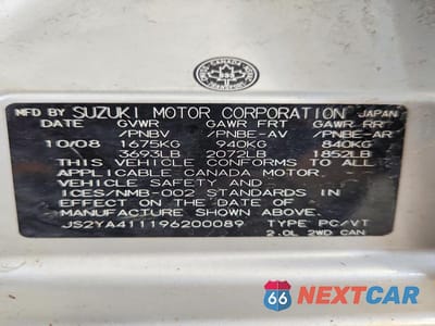 Zdjęcie 12 z 12 samochodu: 2009 SUZUKI SX4 VIN:JS2YA411196200089 - miniatura