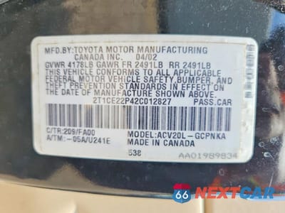 Zdjęcie 12 z 12 samochodu: 2002 TOYOTA CAMRY SOLARA SE VIN:2T1CE22P42C012827 - miniatura