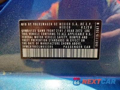 Zdjęcie 12 z 12 samochodu: 2020 VOLKSWAGEN JETTA S VIN:3VWCB7BU2LM033385 - miniatura