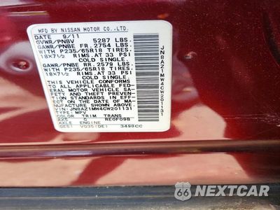 Zdjęcie 14 z 14 samochodu: 2012 NISSAN MURANO S VIN:JN8AZ1MW4CW201131 - miniatura