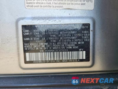 Zdjęcie 13 z 13 samochodu: 2012 SUBARU OUTBACK 2.5I LIMITED VIN:4S4BRBKC5C3220203 - miniatura