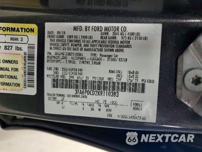 Zdjęcie 12 z 12 samochodu: 2019 FORD FUSION SEL VIN:3FA6P0CD2KR110383 - miniatura
