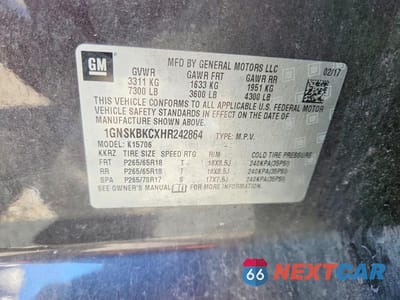 Zdjęcie 13 z 13 samochodu: 2017 CHEVROLET TAHOE K1500 LT VIN:1GNSKBKCXHR242864 - miniatura