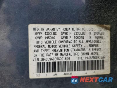 Zdjęcie 12 z 12 samochodu: 2005 ACURA TSX VIN:JH4CL96985C001626 - miniatura