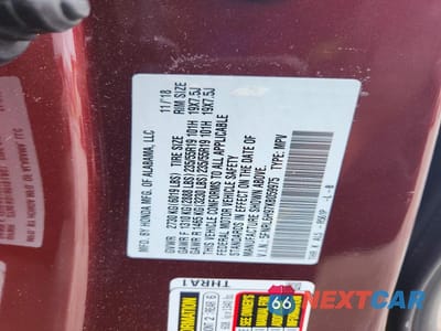 Zdjęcie 13 z 13 samochodu: 2019 HONDA ODYSSEY ELITE VIN:5FNRL6H97KB059975 - miniatura