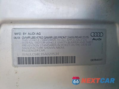 Zdjęcie 12 z 12 samochodu: 2005 AUDI A4 1.8T QUATTRO VIN:WAULC58E35A020534 - miniatura