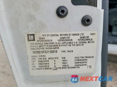 Zdjęcie 12 z 12 samochodu: 2002 GMC NEW SIERRA C1500 VIN:2GTEC19TX21163018 - miniatura