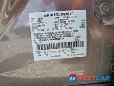 Zdjęcie 12 z 12 samochodu: 2021 FORD EXPLORER XLT VIN:1FMSK7DH9MGB28354 - miniatura