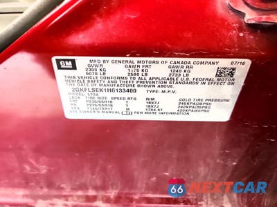 Zdjęcie 13 z 13 samochodu: 2017 GMC TERRAIN SLE VIN:2GKFLSEK1H6133400 - miniatura