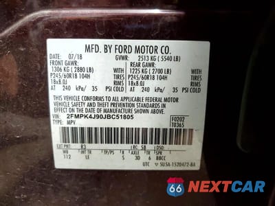 Zdjęcie 13 z 13 samochodu: 2018 FORD EDGE SEL VIN:2FMPK4J90JBC51805 - miniatura