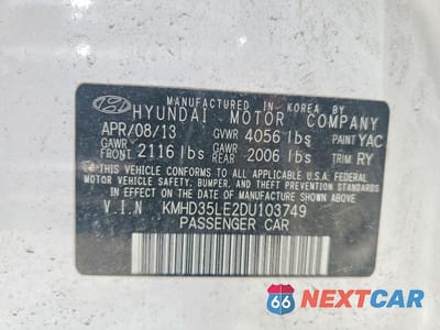 Zdjęcie 13 z 13 samochodu: 2013 HYUNDAI ELANTRA GT BASE VIN:KMHD35LE2DU103749 - miniatura